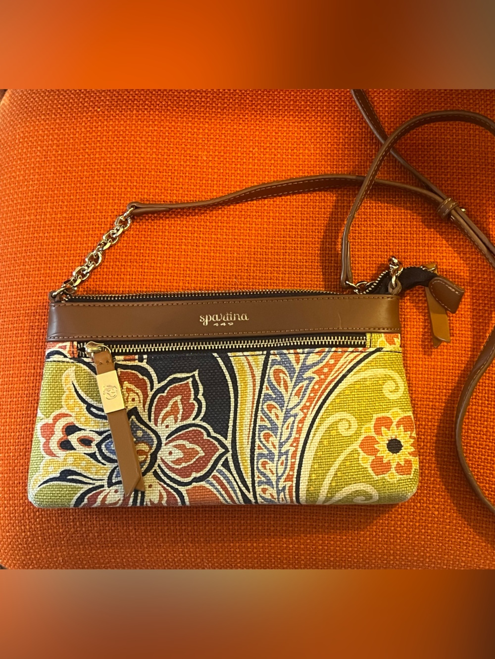 Spartina 449 Floral Canvas Crossbody in Brown and Multicolor
